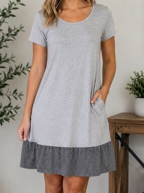 Stevie Hender jersey knit midi shift dress, size L